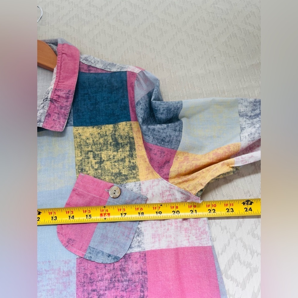 John Mark Button Front Patchwork Top Tilted Pocke… - image 6